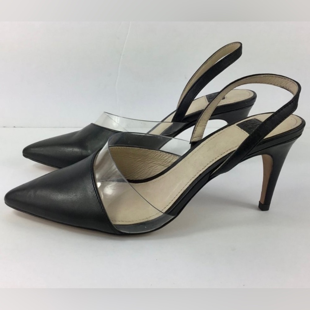 ✨SALE Louise ET CIE Kareens Slingback Stiletto Black Transparent Trim - Picture 3 of 7